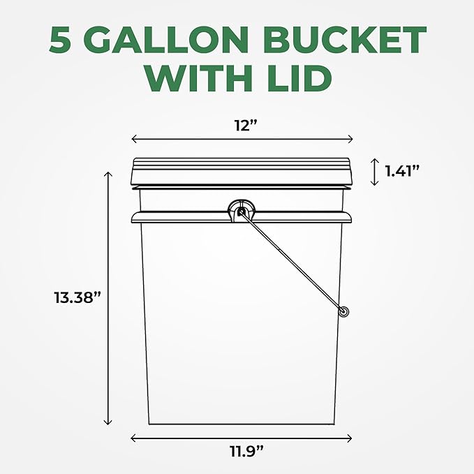 EconoHome 5-Gallon Yellow Bucket Pail Container with Lid | Metal Handles with Plastic Grip for Easy Carrying | Easy Stack and Store | Heavy-Duty Extra Durable | Food Grade | BPA Free - 3 Pack