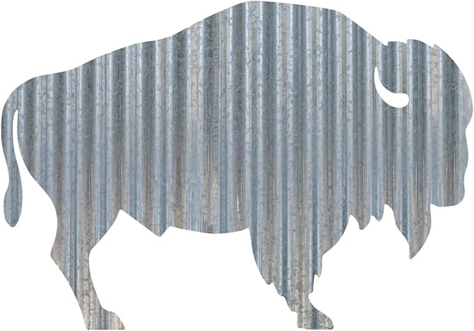 Rustic 3D Corrugated Metal Animal Signs (Buffalo, 18 Inch)