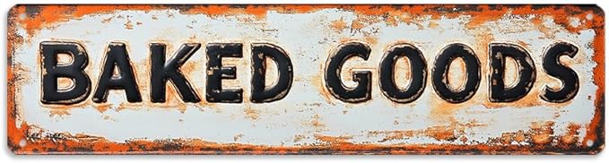 Vintage Style Kitchen Decor 'Baked Goods' Metal Sign, 16x4 Inch - Distressed Finish Decorative Sign For Home, Kitchen, Cafe, Pubs Wall/Gate Hanging Plaque, Christmas Decor