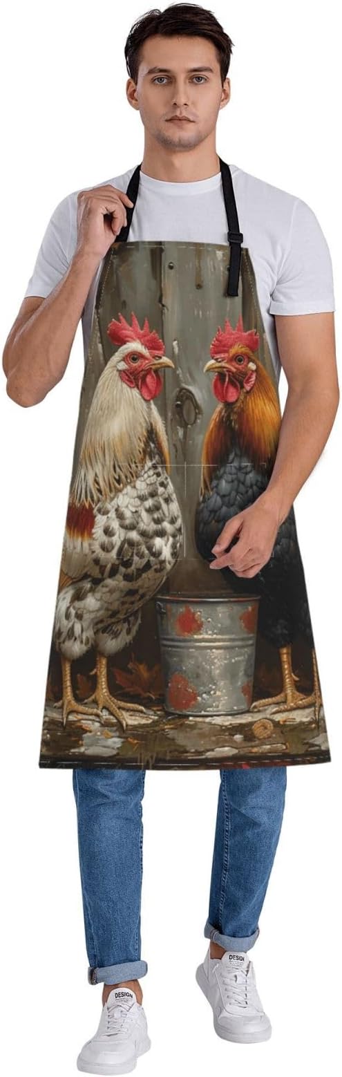 Kitchen Aprons for Men Women Waterproof Apron with 2 Pockets Cool Steampunk Gears Apron Adjustable Bib Aprons