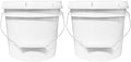 1-Gallon Bucket with Airtight Lid – Made in USA, Food Grade BPA Free Plastic, Heavy Duty Multi-Use, Metal Handle with Grip, Stackable Storage – White, 2 Pack