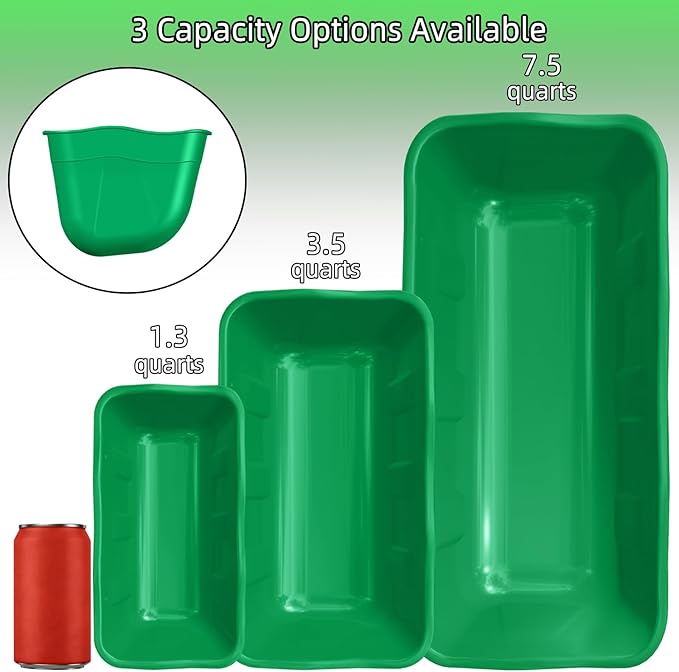 Chicken Feeder Waterer,Hanging Goat Feeders,Feed Trough 3.5 Quart 6 Pack,Hanging Fence Feed Trough for Poultry Livestock,Green