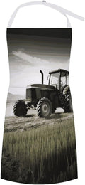Tractor Agriculture Tranquil Apron Waterproof Oil-proof Large Pocket Apron Adjustable Neck Strap Unisex Kitchen Aprons For Chef Cooking Baking Gardening BBQ