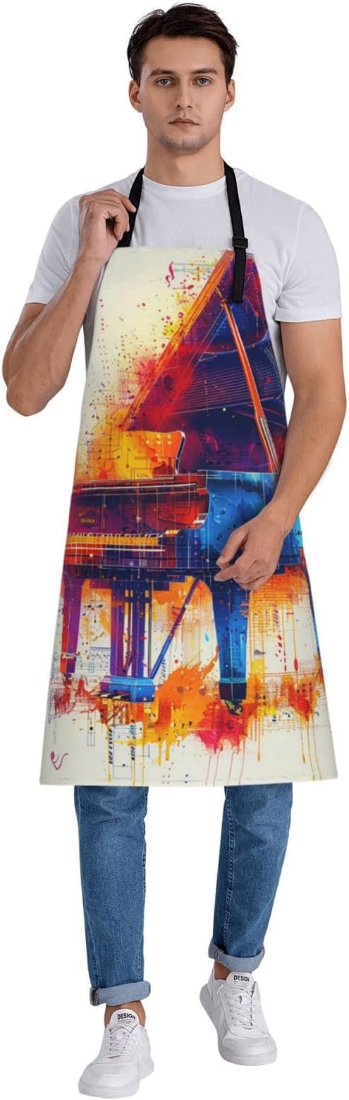 Kitchen Aprons for Men Women Waterproof Apron with 2 Pockets Cool Steampunk Gears Apron Adjustable Bib Aprons