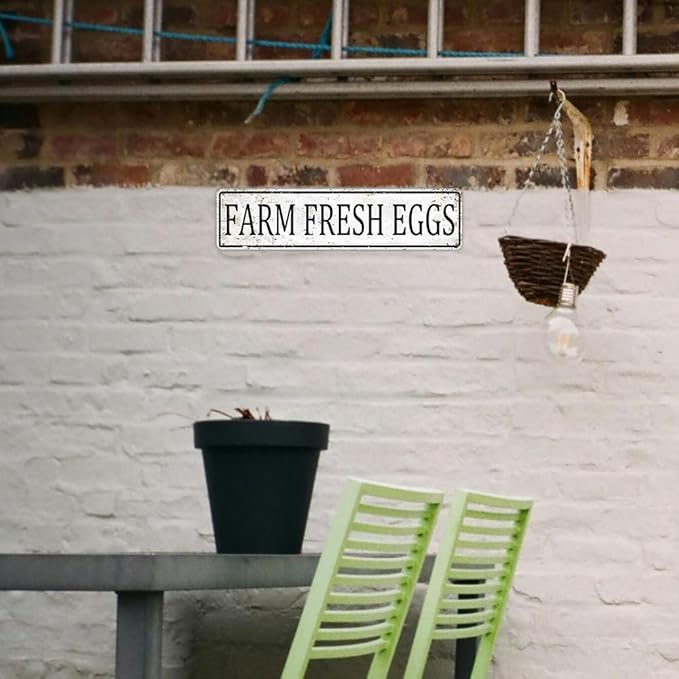 Farmers Market Decor fresh eggs sign Vintage Metal Tin Signs Outdoor Chicken Coop Sign farm fresh eggs sign 4x16 Inch