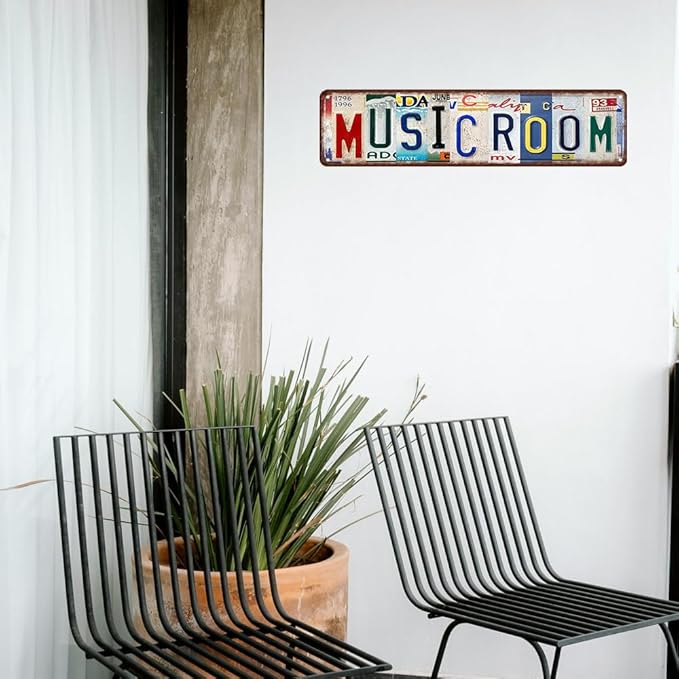 Music Sign Vintage Metal Tin Sign Music Room Decor Man Cave Posters Street Signs Home Bar Coffee Wall Art Decor 4 X 16 Inches