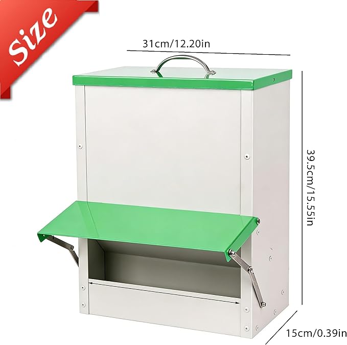 25 Lbs Automatic Chicken Feeder No Waste for Coop, Automatic Large Outdoor Duck Feeder and Poultry Feeder Rainproof Preventing Small Animals Suitable for Chickens Ducks Turkeys