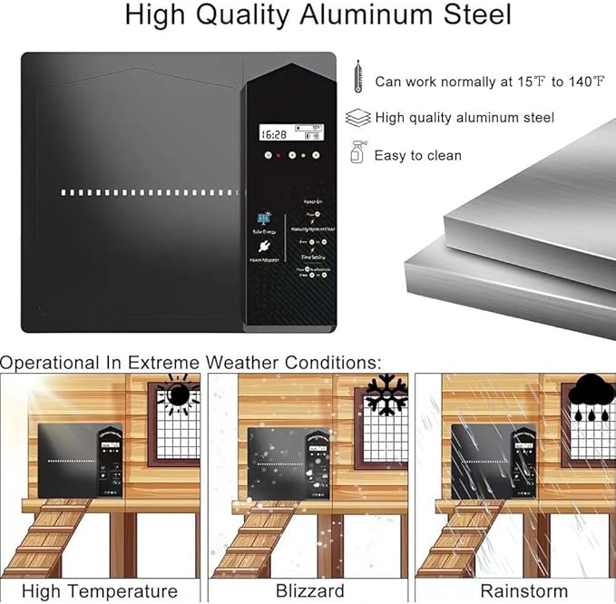 Automatic Chicken Coop Door,Solar Chicken House Timer Door,Lcd Display,With Remote Control,Light Sensor Chicken Coop Door,Ip65 Waterproof,3 Power Supply Modes Coop Door