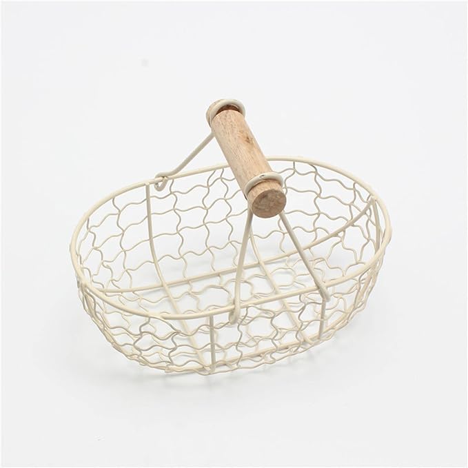 Vintage Wire Basket – Rustic Farmhouse Desktop Storage Basket, Fruit Basket & Egg Baskets & Kitchen Vegetable Basket