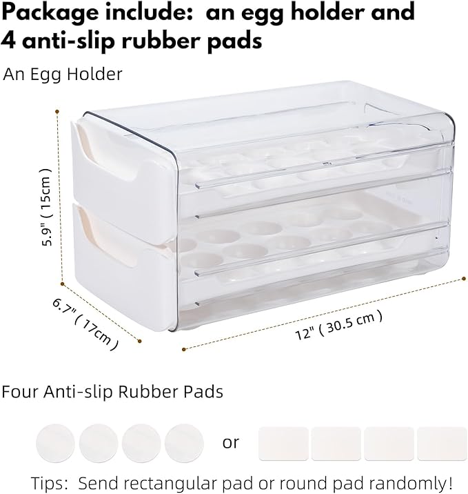 Egg Storage for Refrigerator, Egg Holder for Kitchen Countertop, PET & PP Egg Container for Fridge, Egg Dispenser for 36 Eggs, Double Layer, 18 Eggs per Layer (Orange)