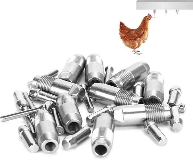 10pcs Automatic Chicken Waterer Nipple Drinker Stainless Steel Chicken Water Nipple Drinker Feeder Automatic Chicken Drinking Nipple