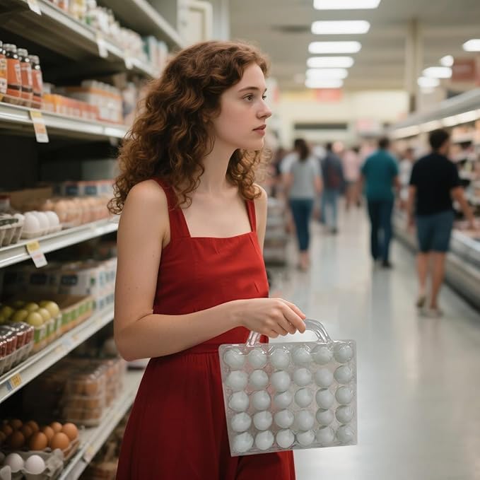 30 Pack Handheld Disposable Giant Plastic Egg Cartons, 5 Rows And 6 Columns (30 Eggs) extra large Clear plastic egg cartons, egg cartons cheap bulk.