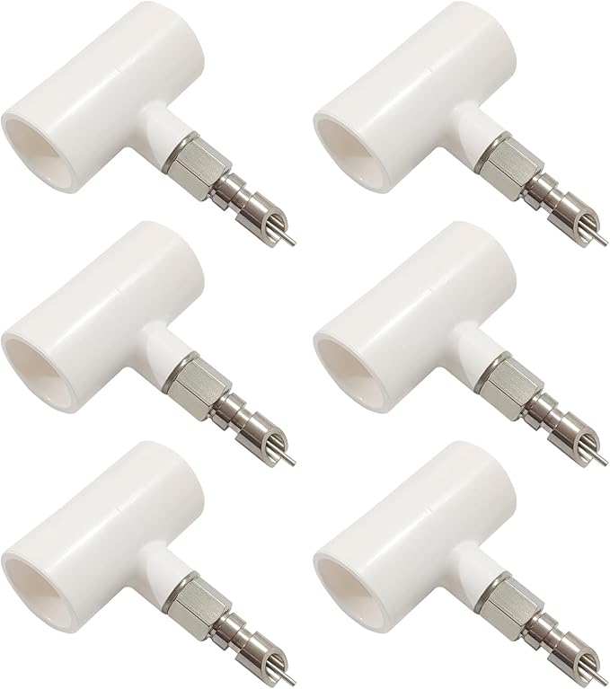 Stainless Steel Rabbit Water Nipples Metal Automatic Watering System with PVC Tee for Guinea Pig, Hamster, Ferrets (6Pcs)