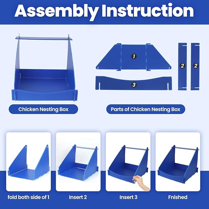 4 Pack Nesting Boxes for Chickens, Chicken Nesting Box for Laying Eggs, Durable Chicken Laying Nest Box for Hens, Ducks and Poultry, Blue