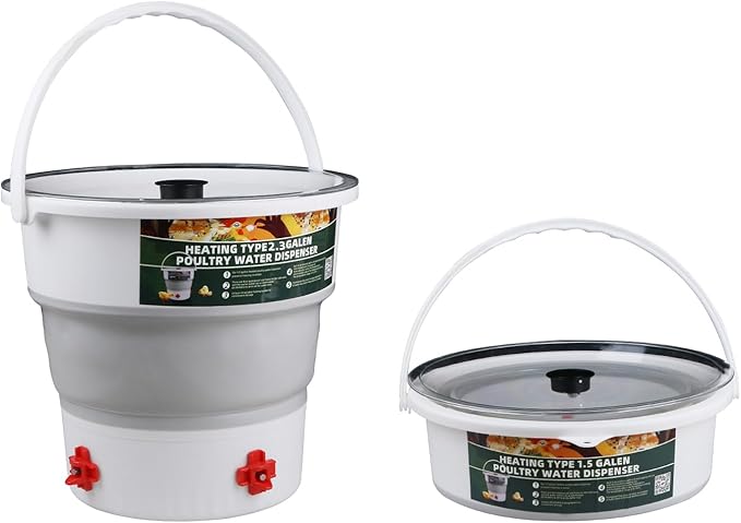 Foldable 2.3 Gallon Chicken Water Bucket, Hanging Type, Suitable for Chickens, Pigeons, Quails, and Other Large Animals 1Pcs.
