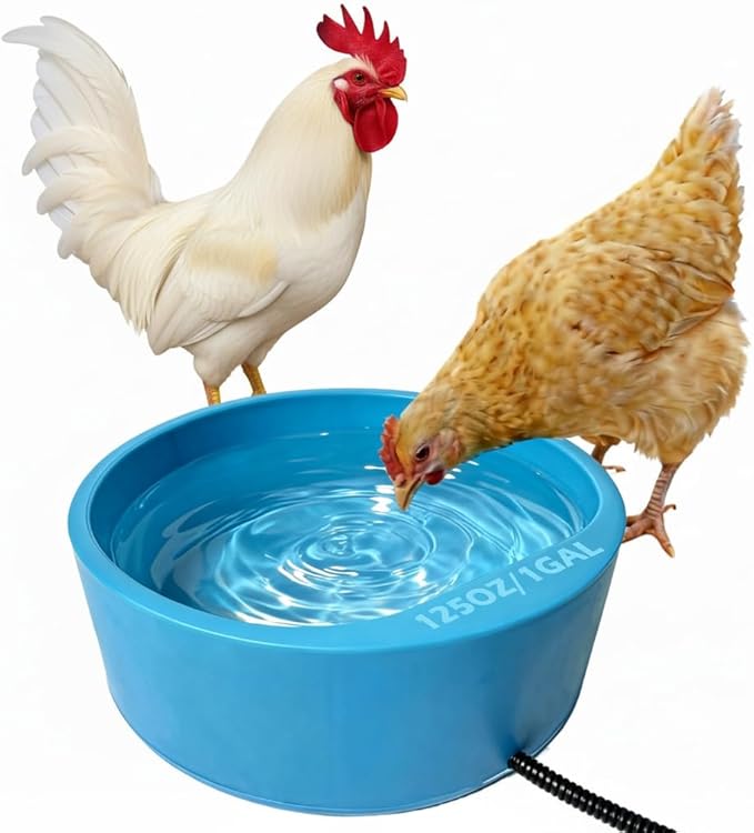 Heated Water Bowl for Chicken, Large Capacity 125OZ Poultry Water Heater for Hens Turkey Goose Duck Pigeon Poultry Birds Drinker in Winter, Chicken Coop Accessories No More Frozen Water
