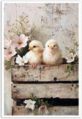 MNFGMH Farmhouse Easter Canvas Spring Chicks with Flowers Rustic Country Wall Art Spring Easter Wall Decoration Canvas Roll 20x30 inch