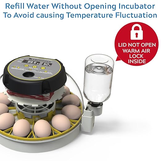 12 Egg Incubator with Humidity Display, Egg Candler, Automatic Egg Turner, for Hatching Chickens