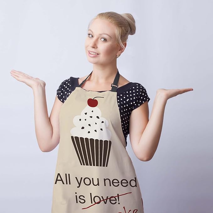 Baking Apron for Men All You Need Is a Cupcake Craft Aprons for Women for Kitchen Cooking Restaurant BBQ Painting Crafting 27” (W) x 31” (H), Waterproof Apron