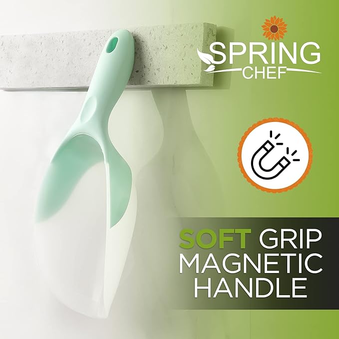 Spring Chef Dog Food Scoop, Contoured Translucent Flexi-Plastic Pet Food Scooper with Soft Grip Handle, Kitchen Magnetic Ice Scoop for Freezer, Ice Machine, Popcorn, Flour, Coffee Bean - Mint