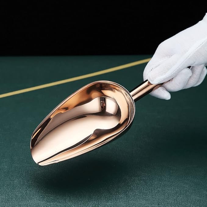 Copper Ice Scoop, Fashion Ice Cream Scoop, Premium Stainless Steel Cookie Scoop, Dog Food Scoop, Sturdy Flour Scoop, Utility Candy Scoop, Dishwasher Safe (8oz/9 Inch)