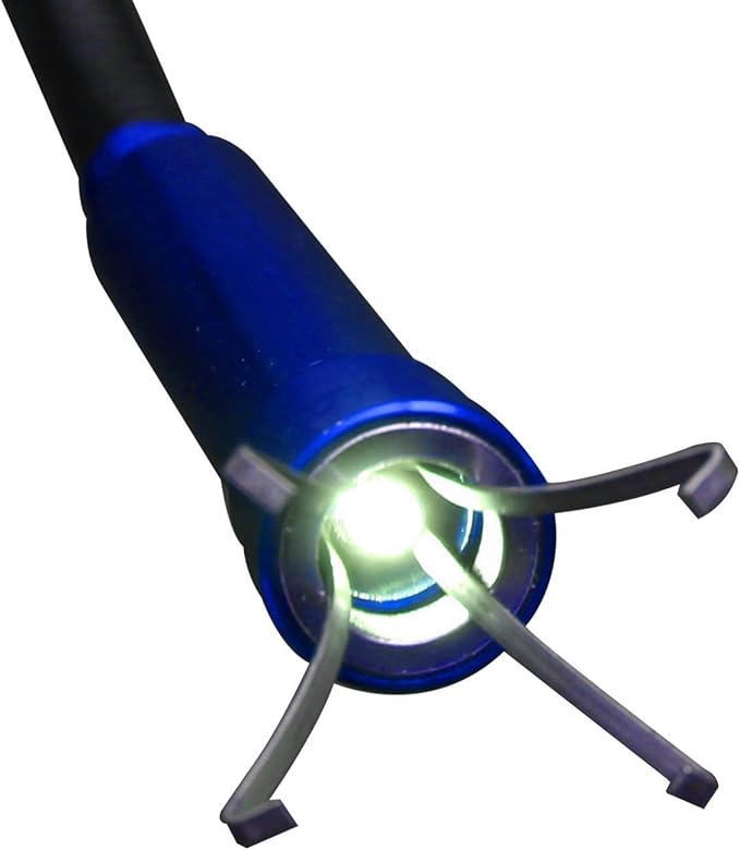 Claw Grabber reacher tool trash picker flexible pickup tool for Garbage Litter Pick Home Sink Drain and Metal small items and head with LED Lights、magnet，Length 24.4 inches,long reacher tool