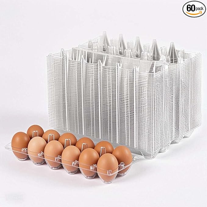 60 pc Plastic Bulk EggCarton,clear egg carton cheap bulk, Suitable For Storing Egg in Farmers' Markets, Supermarkets, Kitchens(2 * 6)