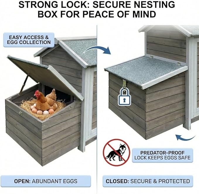 118" Large Wooden Chicken Coop with Run - Outdoor Hen House for 4-6 Chickens, Poultry Habitat Supplies with Chicken Nesting Box, Ventilated Window, Free-Range Door & Slide-Out Tray