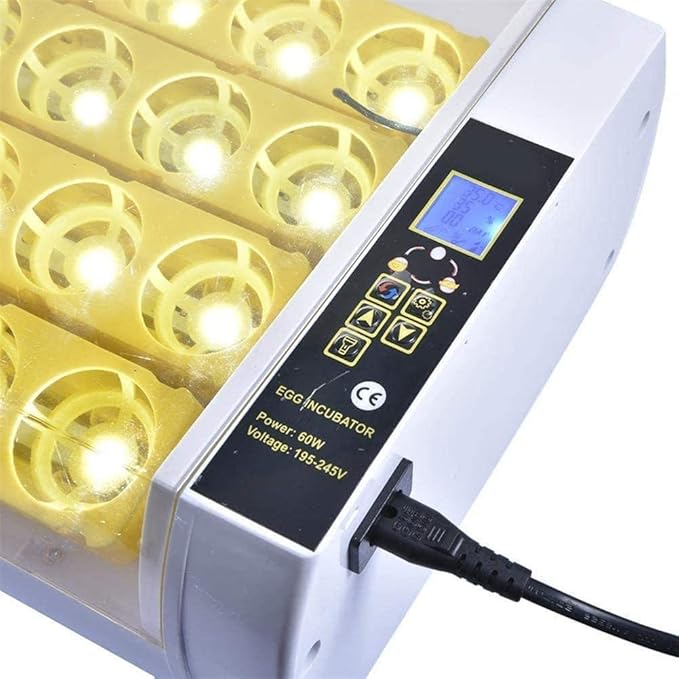 Egg Incubator Automatic Turning and Hatching Led Display 24 Digital Poultry Hatcher with Light for Chicken Duck Goose Birds Home Use