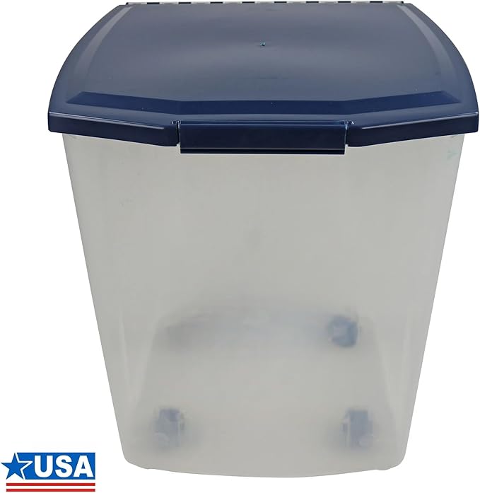 50 Ib Dog Food Storage Container,Extra-Large Dog Storage with Roller Wheels & Locking Lid，Suitable for Dog Cat Bird and Other Pet Food Storage Bin