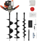 52CC 2-Stroke Post Hole Digger, Ground Drilling Machine Kit with 4"/6/"8" Auger Drill Bits, Fence Earth Auger Digging Machine, Gas Powered Post Hole Digger Set Farm Garden Excavator