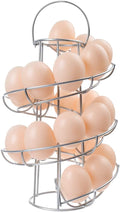 Egg Skelter Deluxe Modern Spiraling Dispenser Rack - Chrome Plated Freestanding Wire Chicken Egg Storage Organizer Display Holder Basket for Countertop Kitchen, Silver