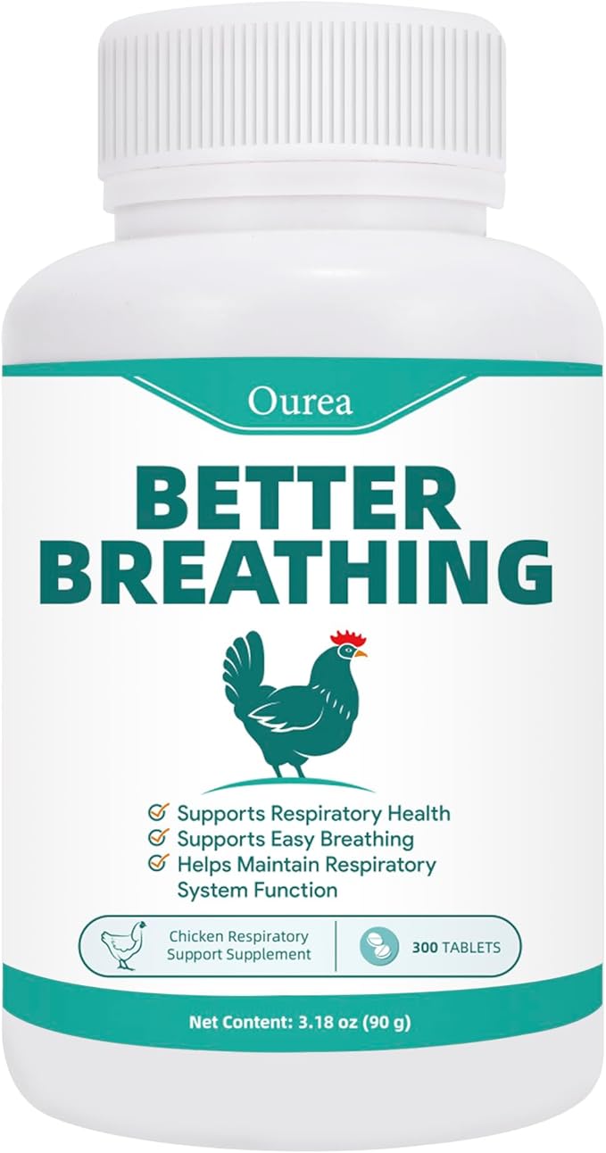 Chicken Breathing Supplement, Poultry Respiratory Aid Pills for All Breeds & Ages of Chickens - Support Wheezing, Coughing, Rapid Breathing, Lung Health - Gentle, Natural Formula - 300 Tablets