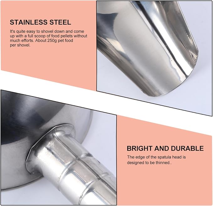 Stainless Steel Pet Food Scoop 1 Cup 9 Inch Durable Shovel for Dry Pet Food Nuts Candy Cooking Ingredients