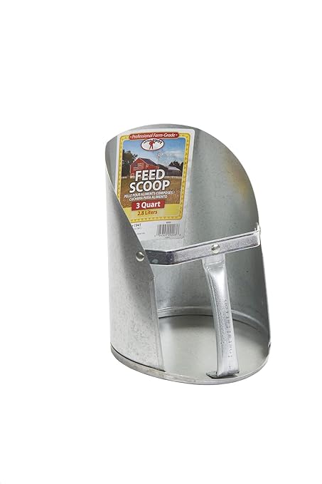 Little Giant® Galvanized Feed Scoop for Livestock | Heavy Duty Stackable Feed Scoop with Enclosed Handle (3 Quart, 1, Count)