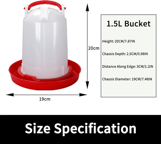 Poultry & Bird Water Dispenser 1.5L, 4-Pack – Easy to Refill Hanging Chicken Waterer for Ducks, Quail, and Small Birds