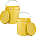 EconoHome 5-Gallon Yellow Bucket Pail Container with Lid | Metal Handles with Plastic Grip for Easy Carrying | Easy Stack and Store | Heavy-Duty Extra Durable | Food Grade | BPA Free - 2 Pack