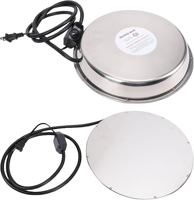 ASHATA Electric Chicken Waterer Heating Base for Ducks Geese Turkeys Pigeons, Thermostat Control Electric Heater for Metal Plastic Poultry Drinker (US)
