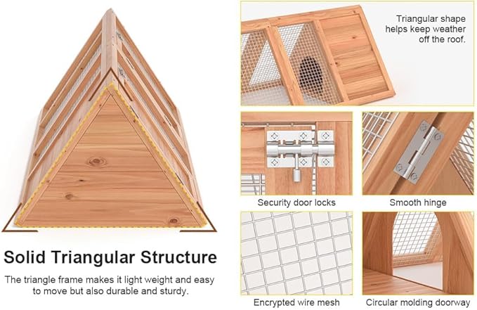 Wooden Chicken Coop Rabbit Hutch Outdoor Small Animal Cage with Ventilated Wire Run, Emovable Tray for Quail, Bunnies, Guinea Pigs, Chicks – Backyard Poultry Hutch (Brown)