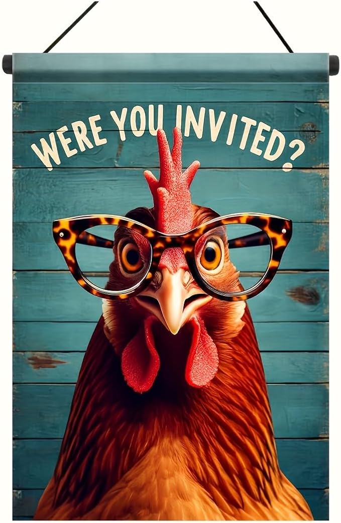 Funny Chicken Garden Flag 12x18 Inch Double Sided Were You Invited Yard Flag Rustic Farmhouse Hen Banner Outdoor Humor Chicken Lover Decor