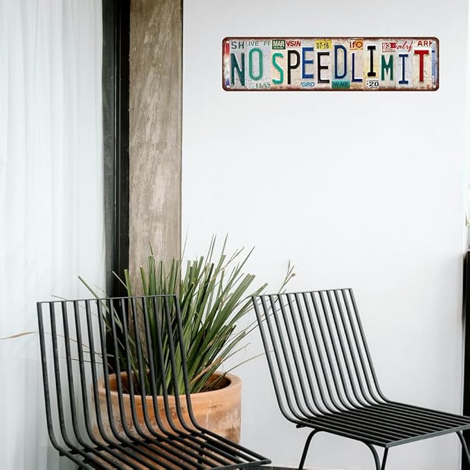 No Speed Limit Signs Boys Gifts Vintage Metal Tin Sign Funny Garage Decor Man Cave Room Decor Home Bar Bedroom Wall Art Decor 4 X16 Inches