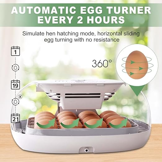HOWOOIUA 16 Egg Incubator - Automatic Egg Turner, Temperature Control, Built-in Candler, Auto Water Refill for Hatching Chicken Eggs
