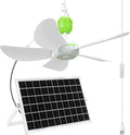 1 Set Solar Powered Ceiling Fan Kit for Outdoor Portable 15 W Solar Panel Powered USB Small Hanging Fan Dual Charging Modes for Chicken Coop Tent Greenhouse Gazebo Shed