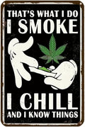 Vintage Marijuana Leaf Iron Sign - 8x12 Inch Decorative Metal Tin Wall Art - Versatile Retro Stoner Room Decor with Pre-Drilled Holes for Easy Mounting - Weather-Resistant Man Cave and Home Bar Accent