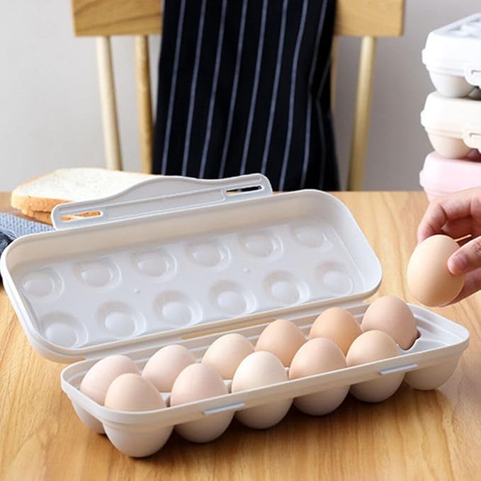 Zerodeko 12 Count Egg Holder for Refrigerator with Lid Plastic Fresh Storage Box for Kitchen and Fridge Organization Compact 11.81X4.33X2.55In Egg Storage Container