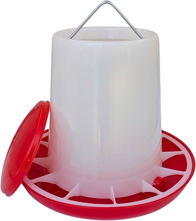 Large Chicken Feeder 5-Pound Capacity for All Poultry | Durable Feeding Container with Carrying Handle for Chickens, Ducks, Turkeys, Quail, Baby Chicks, Turkeys and More