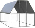 Silver Chicken Cage Galvanized Steel Outdoor 6.6x13.1x6.6 ft UV-Resistant Run for Small Pets & Poultry Coop for Backyard Garden