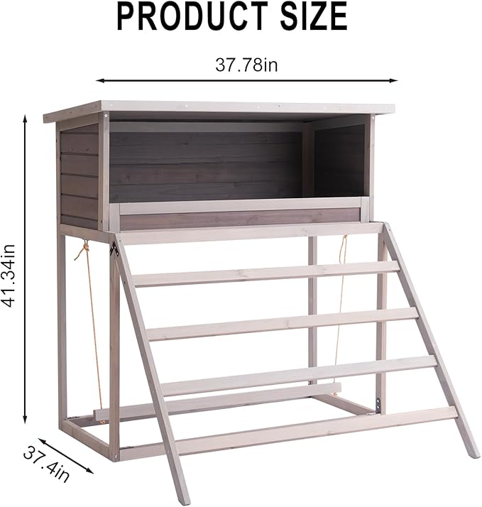 BIRASIL Chicken Nesting Box, Chicken Coop Accessories with Asphalt Roofing, Chicken Laying Boxes with Stairs, Nesting Egg Boxes with Leisure Swing for Hens or Chickens