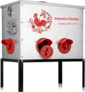 1pc 40 lb Chicken Feeder Box-6 Ports Large Metal Automatic Chicken Feeder Rat Proof with Locking Lid and Legs Galvanized for Chickens, Ducks, Geese(T1)