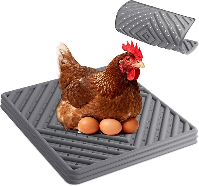 Chicken Nesting Pads for Chicken Coop, Washable Laying Pads for Nesting Box, Reusable Hen Nesting Box Pads for Coop Bedding, Soft Silicone Material, Easy to Clean, 12" x 12", Grey, 3 Pack